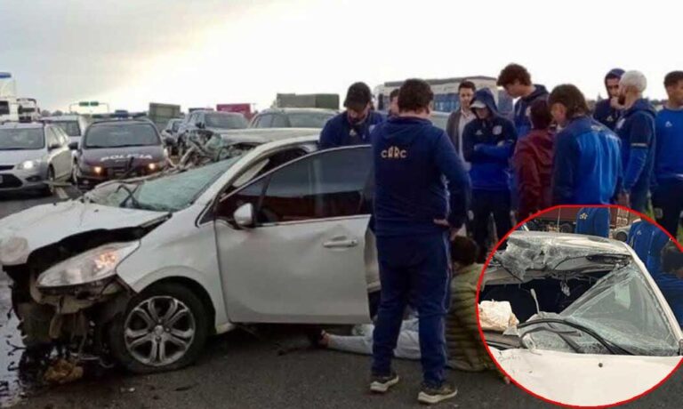 Se accidentó un futbolista de Rosario Central en la autopista y Di María lo asistió: las fotos más impactantes