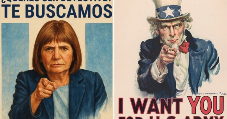 «Che, aspirante de Sherlock Holmes»: la llamativa campaña de Patricia Bullrich y su afiche al estilo «Tío Sam»