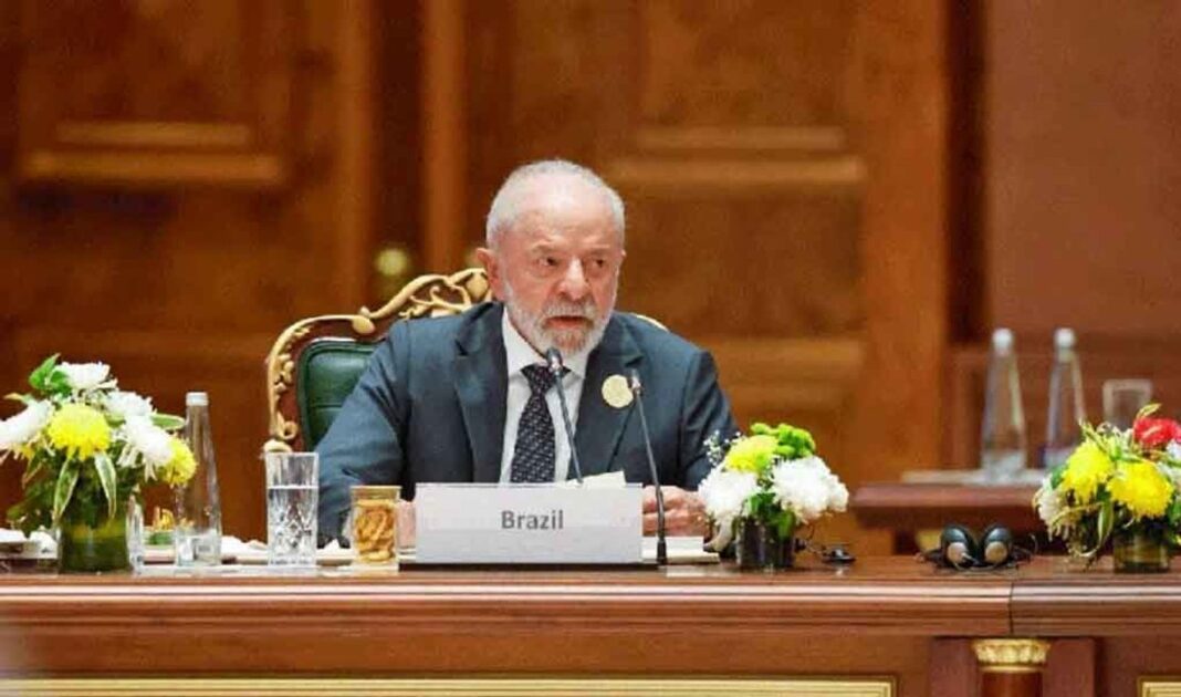Presidente de Brasil, Luiz Inácio Lula da Silva, durante una declaración a la prensa.