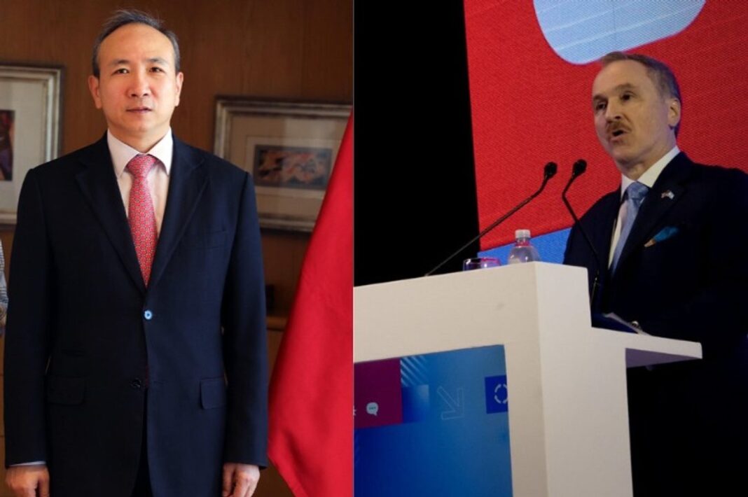 Edificios de las embajadas de China y Estados Unidos en Buenos Aires