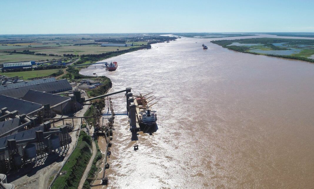 Mapa esquemático de la Vía Navegable Troncal (Hidrovía) en Argentina