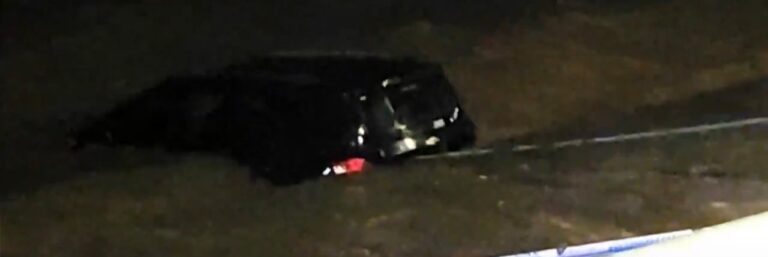 Operativo de rescate en la Costanera de Buenos Aires tras la caída de una camioneta al río.