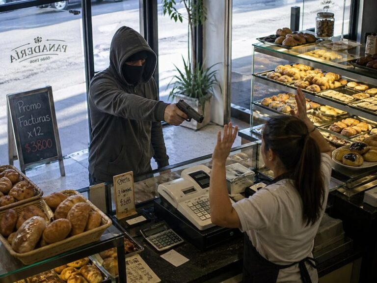 Imagen de una panadería en Mar del Plata con cámaras de seguridad visibles