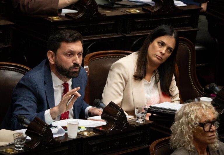 Diputado Pablo Juliano y jefe de Gabinete Manuel Adorni en la Cámara de Diputados