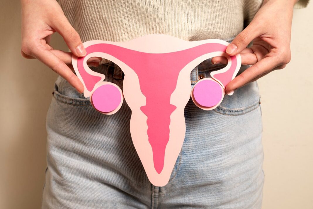Mujer en consulta ginecológica con médico realizando ecografía transvaginal