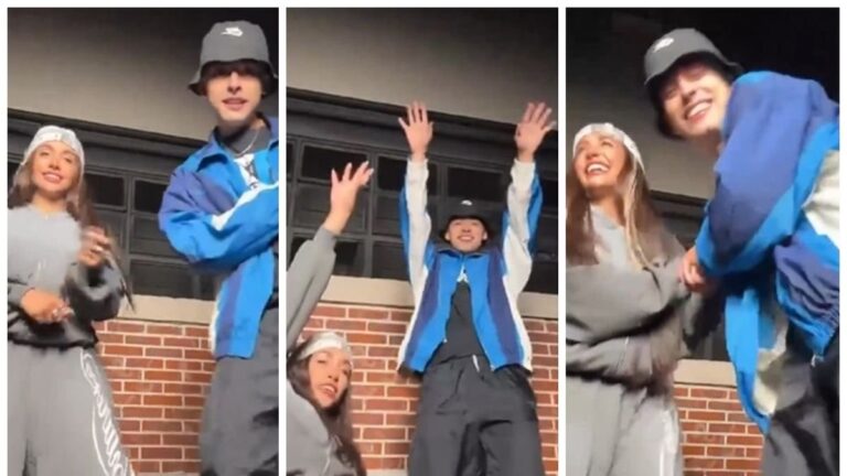 María Becerra y Trueno en la Universidad Nacional de La Matanza durante la grabación de un video clip