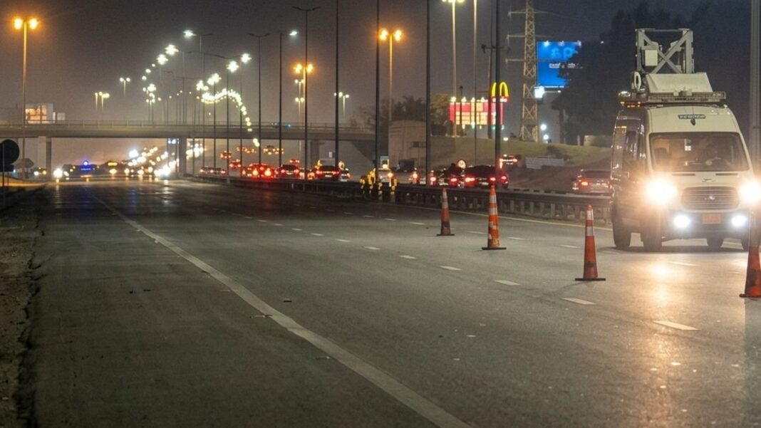 Vista de la autopista Panamericana a la altura del kilómetro 43,5 del Ramal Pilar