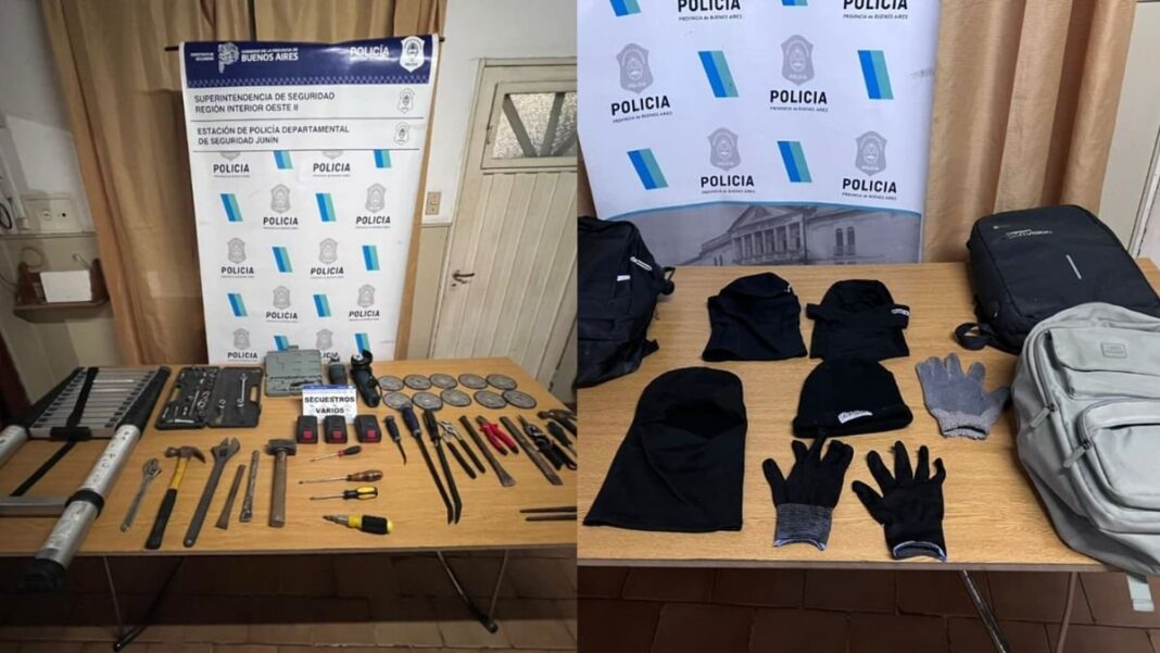Detención de seis boqueteros en Junín con herramientas secuestradas