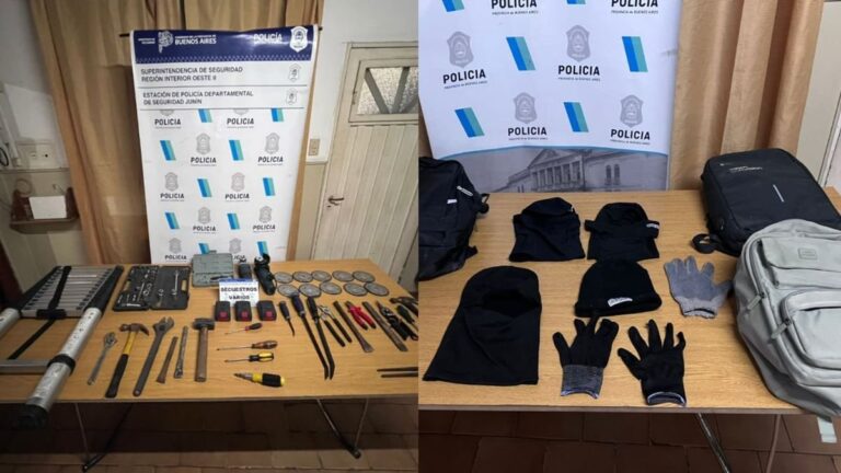 Detención de seis boqueteros en Junín con herramientas secuestradas
