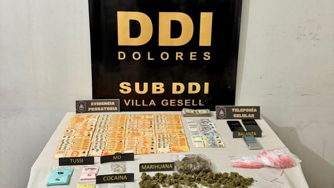 Procedimiento policial en Pinamar con drogas secuestradas