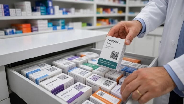 Envase de medicamento con código QR para acceso digital al prospecto