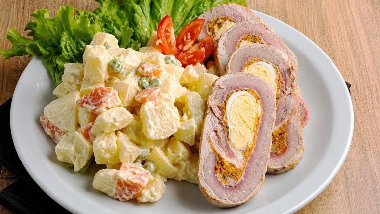 Matambre arrollado con ensalada rusa