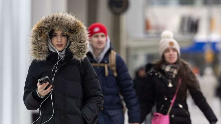 Persona con abrigo y bufanda en un paisaje invernal con viento