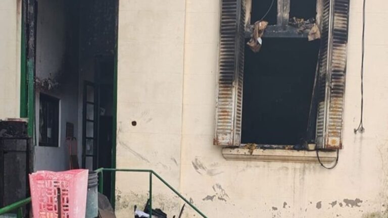 Edificio del Hogar Ernesto Pinto en Balcarce tras el incendio