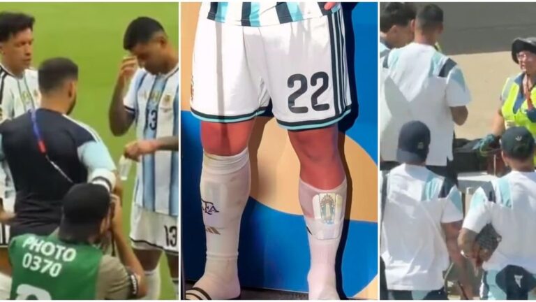 Jugadores de la Selección Argentina con estampita de la Virgen de Luján y palo santo durante el Mundial 2026