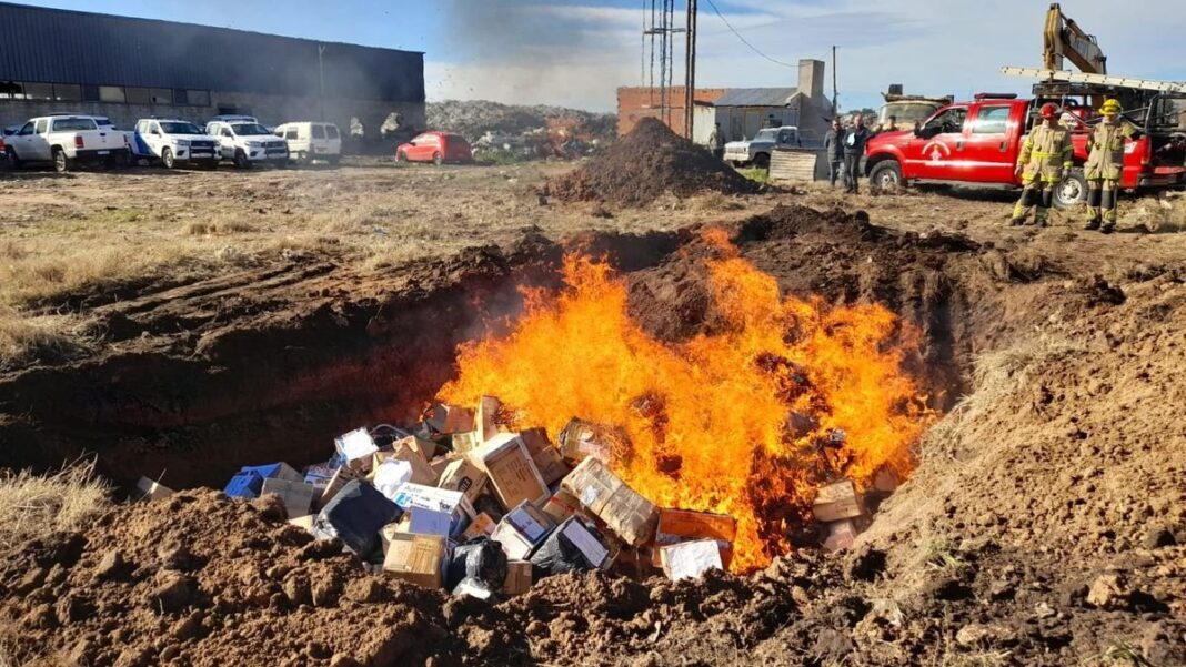 Incineración de drogas en el relleno sanitario de Balcarce