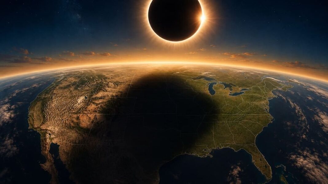 Eclipse total de Sol con la Luna cubriendo el disco solar