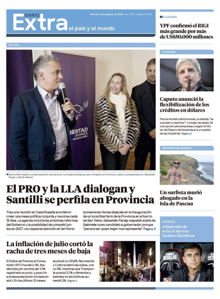 Portada de la edición impresa del 14 de agosto de 2026