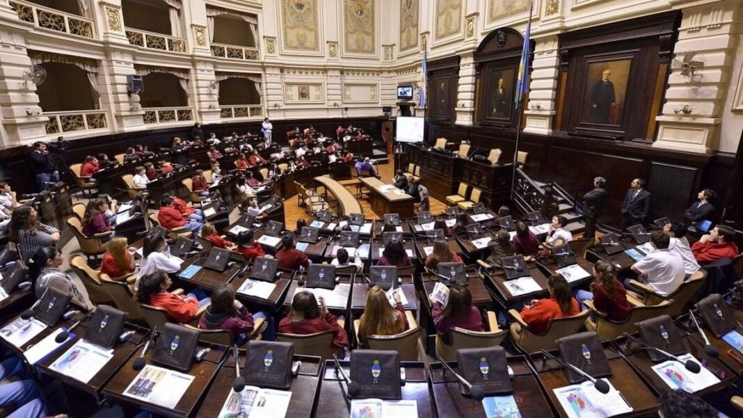 Sesión de la Cámara de Diputados bonaerense durante el tratamiento de la Ley Ema