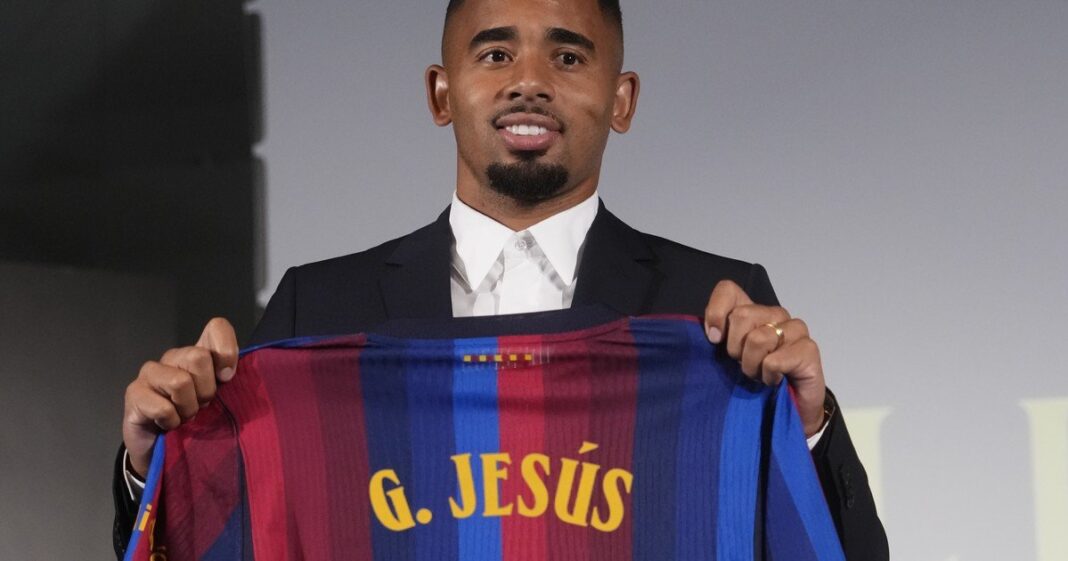 Gabriel Jesús durante su presentación oficial como jugador del FC Barcelona