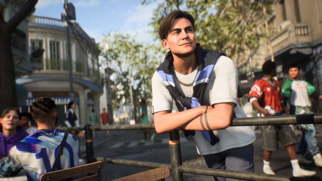 Portada del videojuego EA FC 27 con un jugador de fútbol en un estadio