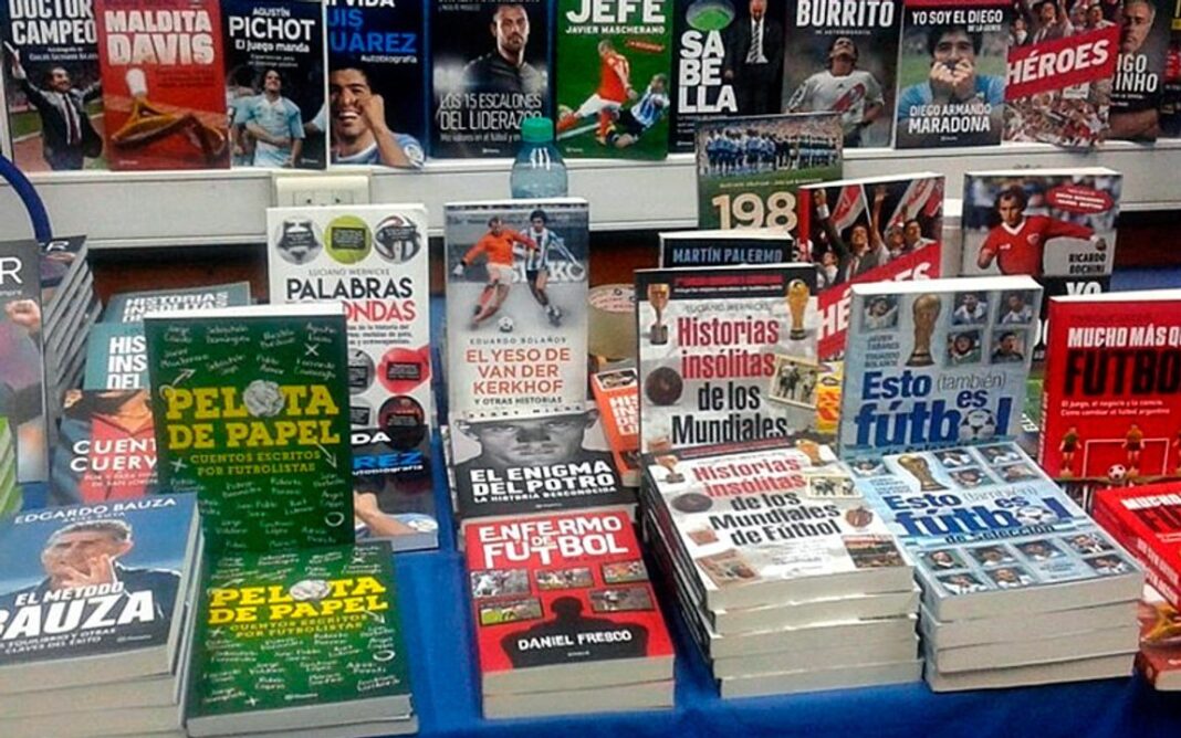 Logo de la Feria y Foro del Libro Deportivo con libros y pelotas