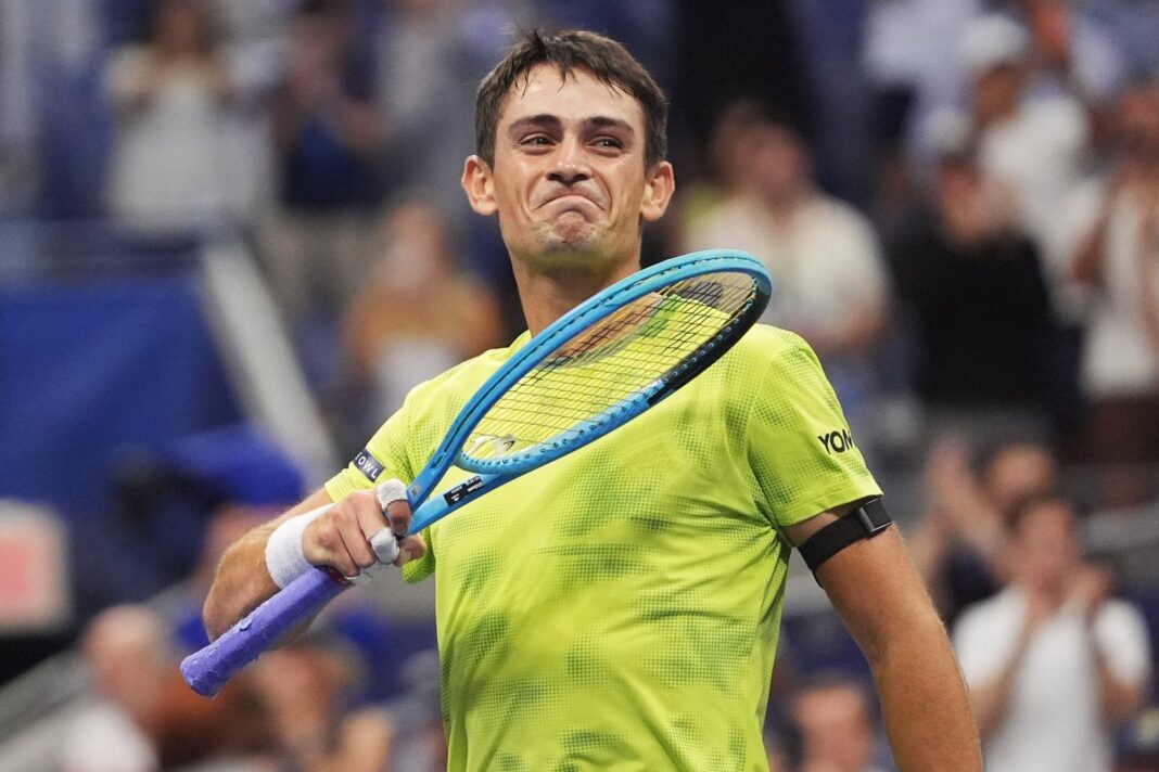 Mariano Navone celebrando un punto en el US Open