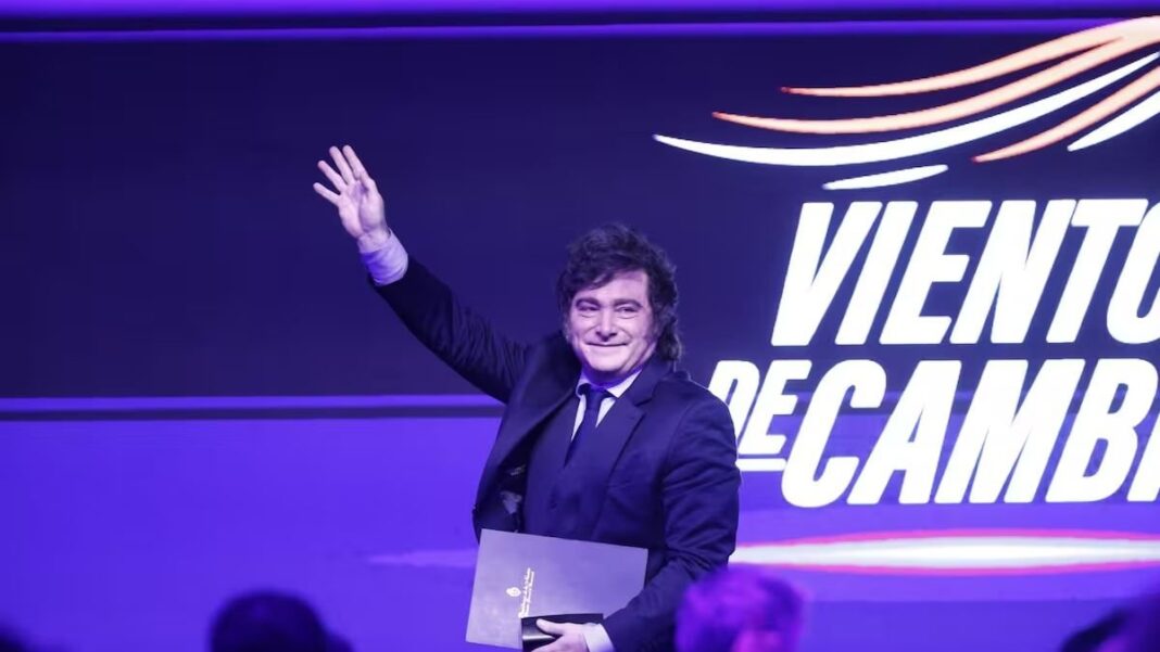 Javier Milei durante su discurso en el evento Vientos de Cambio en el Hotel Sheraton