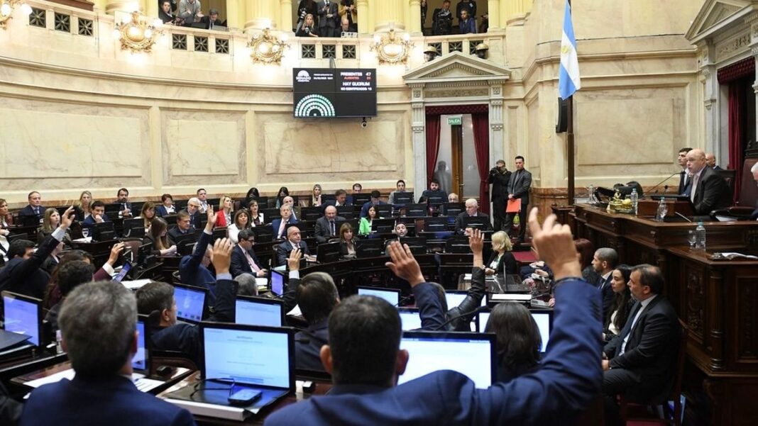 Sesión en el Senado de la Nación durante la votación de la reforma del Banco Central